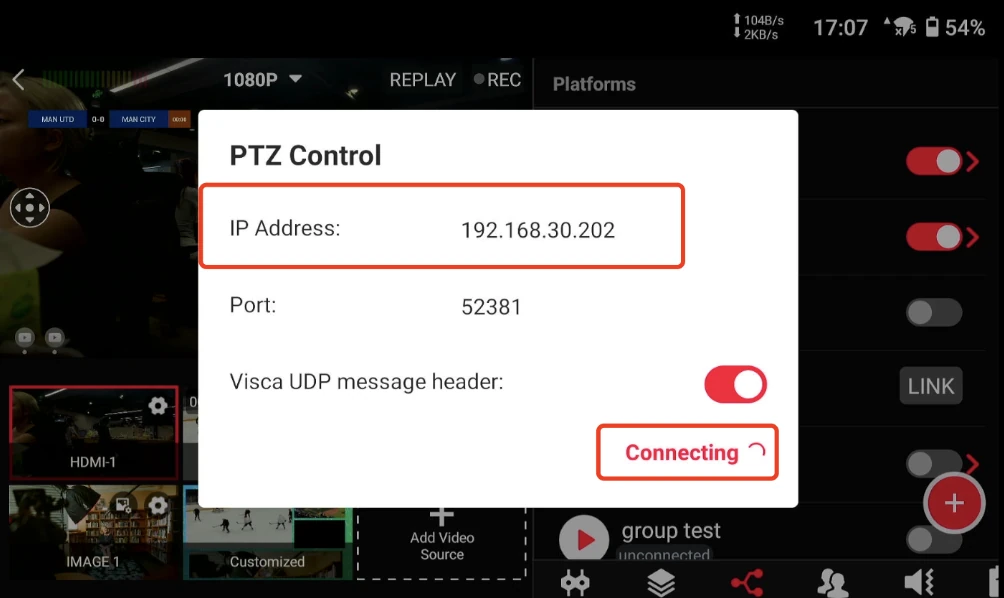 знайдіть IP-адресу ваших PTZ-камер і підключіть їх до Ultra